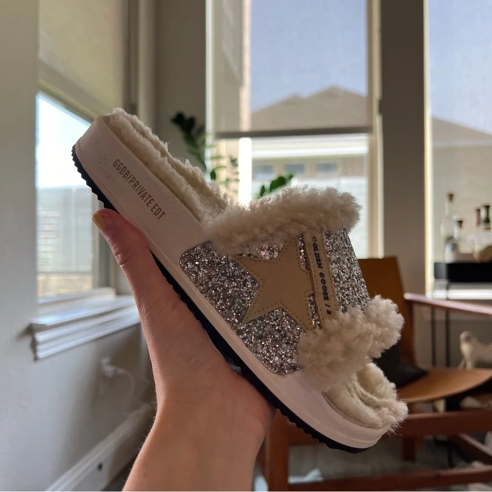 Golden goose Poolstar Genuine Shearling & Glitter Slide Sandal - Picture 9 of 12
